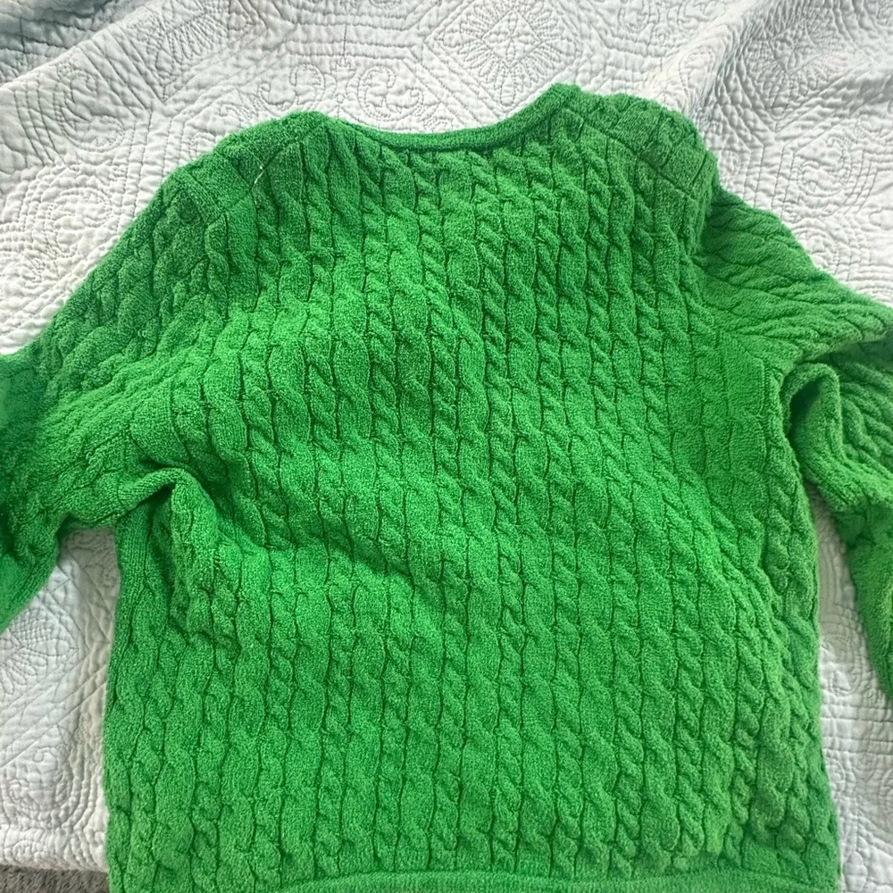 J. Crew Vibrant Green Cardigan Sweater. Cable knit cardigan jacket style sweater - Picture 9 of 10